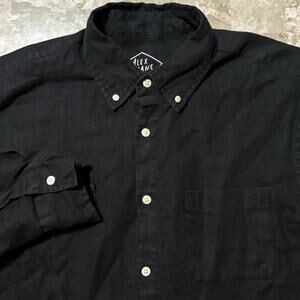 Alex Crane Shirt Mens Large Black 100% Linen Long Sleeve Button